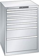 Schubladenschrank, Stahlblech, HxB 1000 x 717 mm, 7 Schubladen, enzianblau.