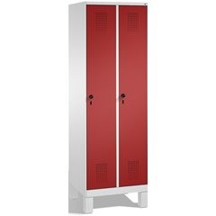 EVOLO Garderobenschrank, mit Füßen, 2 Abteile, Abteilbreite 300 mm, lichtgrau /