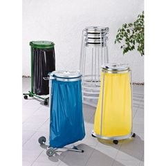 Müllsackständer, für Volumen 120 l, 4-Rad-Fahrgestell, verzinkt, Kunststoffdeckel.