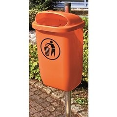 Papierkorb-Set nach DIN 30713, Volumen 50 l, BxHxT 430 x 780 x 310 mm, orange