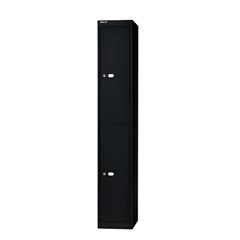 OFFICE Garderobensystem, Tiefe 305 mm, 2 Fächer mit je 1 Kleiderhaken, schwarz.