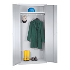 Putzmittelschrank, 1 Hutablage, 1 Kleiderstange, lichtgrau.