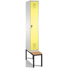 EVOLO Garderobenschrank, mit Sitzbank, 1 Abteil, Abteilbreite 300 mm, lichtgrau