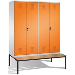 EVOLO Garderobenschrank, zueinander schlagende Türen, mit Sitzbank, 4 Abteile, A