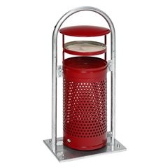 Kombiascher mit Rohrbogen und Dach, Volumen 65 l, BxHxT 580 x 1145 x 380 mm, purpurrot.