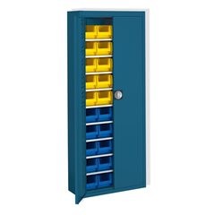 Magazinschrank mit Sichtlagerkästen, HxBxT 1740 x 680 x 280 mm, einfarbig, rot, 90 Kästen.