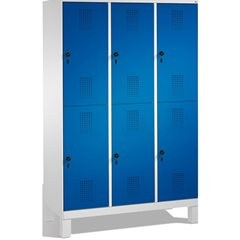 EVOLO Garderobenschrank, doppelstöckig, mit Füßen, 3 Abteile, je 2 Fächer, Abtei