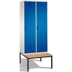 EVOLO Garderobenschrank, mit Sitzbank, 2 Abteile, Abteilbreite 400 mm, lichtgrau