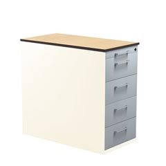 Schubladencontainer mit Sockel, Höhe 708 mm, HPL-Vollkernplatte, 4 Schubladen, reinweiß / alusilber