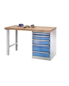 Werkbank, Baukastensystem Serie 7000, 5 Schubladen, BxT 1250 x 700 mm.