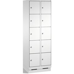 EVOLO Fächerschrank, mit Sockel, 2 Abteile, je 5 Fächer, Abteilbreite 300 mm, li
