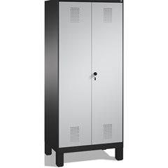 EVOLO Raumpflege-/Geräteschrank, verkürzte Trennwand, 6 Haken, Abteile 2 x 400 m