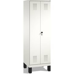 EVOLO Raumpflege-/Geräteschrank, verkürzte Trennwand, 6 Haken, Abteile 2 x 300 m