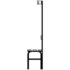 Umkleidebank aus Edelstahl, HxT 1650 x 375 mm, Länge 2000 mm, 6 Haken, lichtgrau.