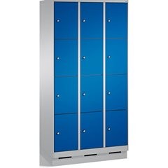 EVOLO Fächerschrank, mit Sockel, 3 Abteile, je 4 Fächer, Abteilbreite 300 mm, we