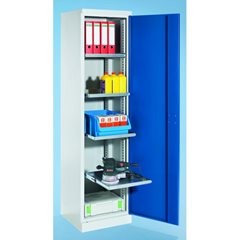 Materialschrank, Breite 500 mm, 4 Ausziehböden, Tür enzianblau.