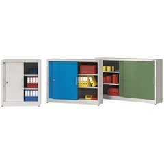 Schiebetürschrank Höhe 1200 mm, mit 2 Fachböden, HxB 1200 x 1000 mm, Tiefe 420 mm, Türen lichtgrau R