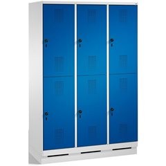EVOLO Garderobenschrank, doppelstöckig, mit Sockel, 3 Abteile, je 2 Fächer, Abte