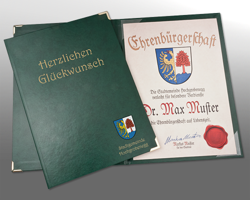 Urkundenmappe A4 in Dunkelgrün