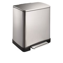 Edelstahl-Tretabfallsammler, eckig, Volumen 20 l, Anti-Fingerprint-Beschichtung.