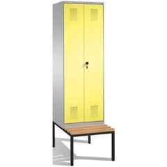EVOLO Garderobenschrank, zueinander schlagende Türen, mit Sitzbank, 2 Abteile, A