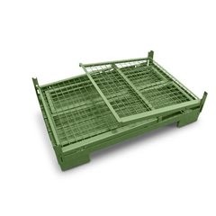 Euro-Stapelbox, faltbar, LxB 1240 x 835 mm, Traglast 1000 kg, resedagrün.