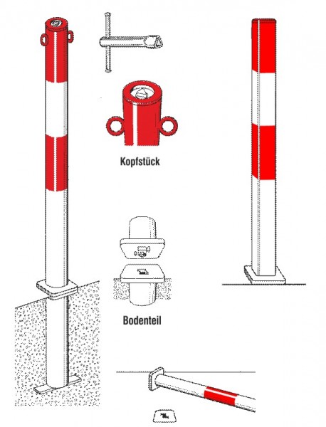 Parat-Absperrpfosten dm 60mm zum Einbetonieren(ohne Kettenöse)