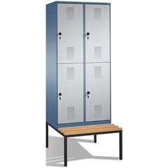 EVOLO Garderobenschrank, doppelstöckig, mit Sitzbank, 2 Abteile, je 2 Fächer, Ab