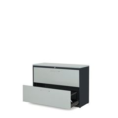 Hängeregistraturschrank, Kunststoffplatte, 2 Auszüge, 3-bahnig, mit Dämpfung, an