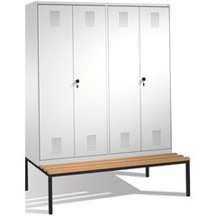 EVOLO Garderobenschrank, zueinander schlagende Türen, mit Sitzbank, 4 Abteile, A