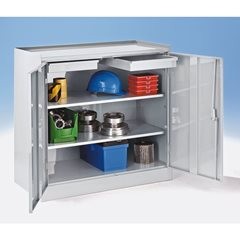 Werkzeugschrank, mit 2 Schubladen, 2 durchgehenden Fachböden, enzianblau RAL 5010.