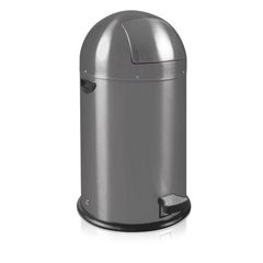 Push-Mülleimer mit Pedal, Volumen 33 l, HxØ 700 x 350 mm, silber.