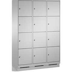 EVOLO Fächerschrank, mit Sockel, 3 Abteile, je 4 Fächer, Abteilbreite 400 mm, we