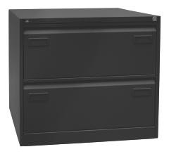 Hängeregistraturschrank LIGHT, 2-bahnig, 2 Schübe, DIN A4, schwarz.