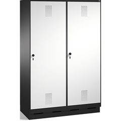EVOLO Garderobenschrank, Tür über 2 Abteile, mit Sockel, 4 Abteile, 2 Türen, Abt