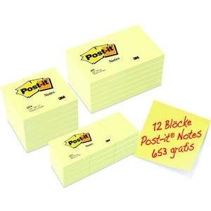 Haftnotiz, Sparpack, 127x76mm/76x76mm/51x38mm, gelb, 100Bl.