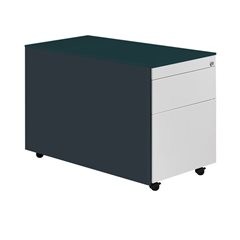 Schubladencontainer mit Rollen, HxT 570 x 800 mm, 1 Materialschub, 1 Hängeregistratur, anthrazitgrau