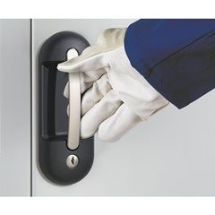 Werkstatt-Flügeltürschrank, HxBxT 1950 x 930 x 600 mm, lichtgrau / enzianblau.