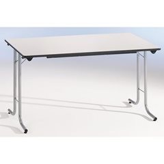 Klapptisch, mit abgerundeten Kanten, Rundrohr-Gestell, Plattenform rechteckig, 1