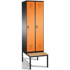 EVOLO Garderobenschrank, mit Sitzbank, 2 Abteile, Abteilbreite 300 mm, schwarzgr