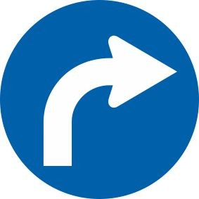 §52/15e Vorgeschriebene Fahrtrichtung | Pfeil nach rechts gebogen
