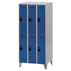 5er-Schließfachschrank Köln, 2 Abteile, lichtgrau / enzianblau, 800 mm.