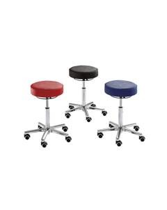 Arbeitshocker mit Gasfeder-Höhenverstellung, Sitz aus Kunstleder, Ø 360 mm, atollblau.