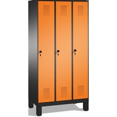 EVOLO Garderobenschrank, mit Füßen, 3 Abteile, Abteilbreite 300 mm, schwarzgrau
