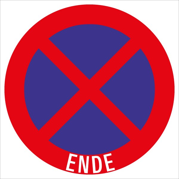 §52/13b Halten und Parken verboten Ende | flaches Verkehrszeichen