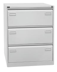 Hängeregistraturschrank LIGHT, 2-bahnig, 3 Schübe, DIN A4, lichtgrau.