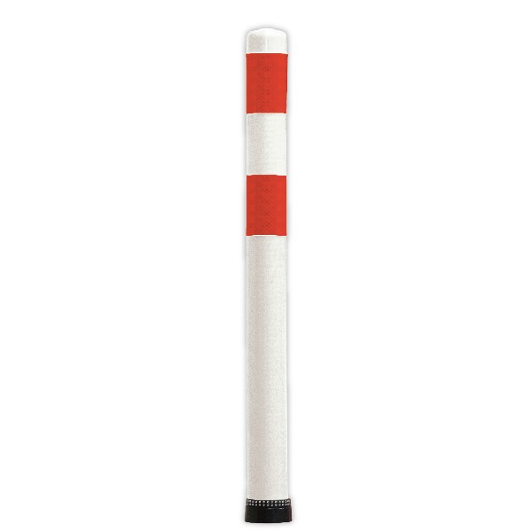 Poller 100 cm weiß mit 2 roten Reflex-Streifen