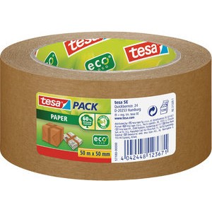 Packband tesapack® PAPER ecoLogo®, Papier, sk, 50 mm x 50 m, braun