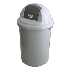 Abfallsammler mit Pushdeckel, grau, Volumen 90 l.