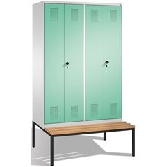 EVOLO Garderobenschrank, zueinander schlagende Türen, mit Sitzbank, 4 Abteile, A